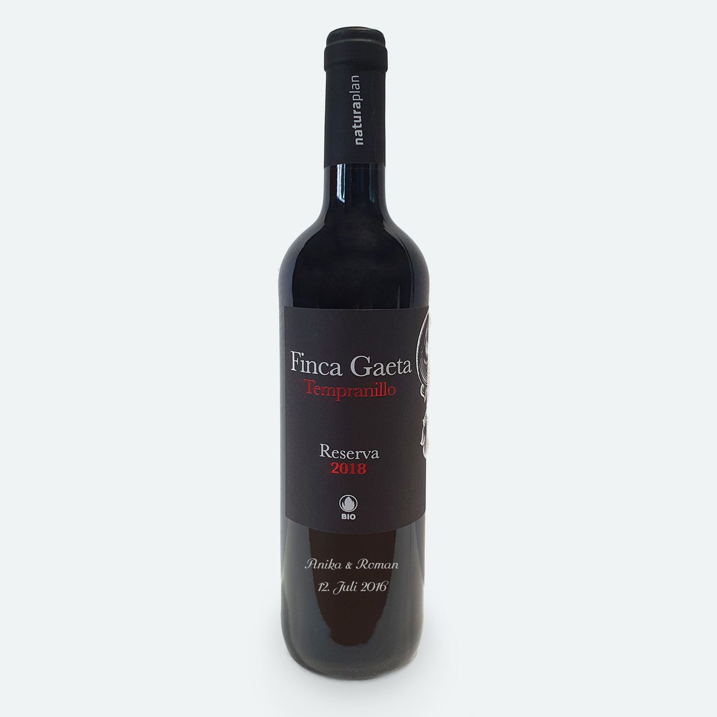 Weinflasche Finca Gaeta mit Gravur