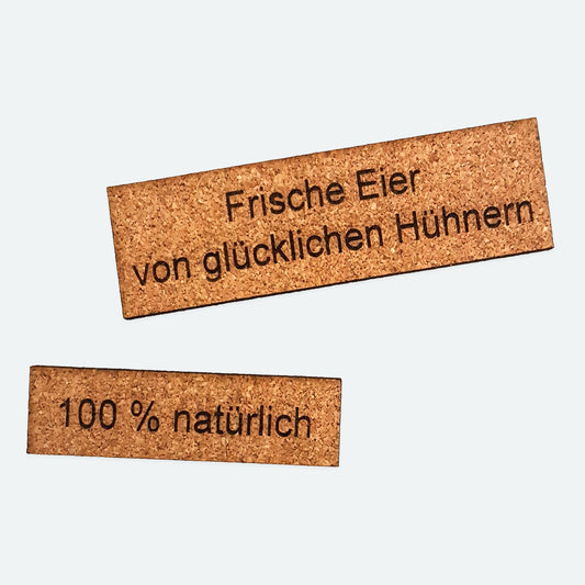 Schild aus Kork